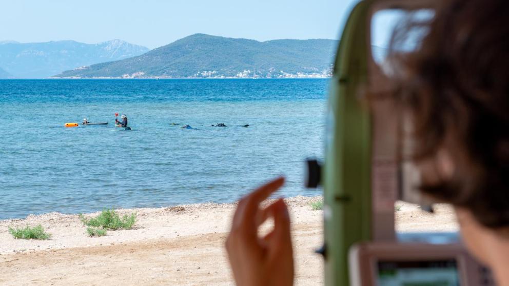 Topographical survey of the ancient port of Aegina (Greece) / Photo: Lionel Roux (CNRS - Centre Camille Jullian).