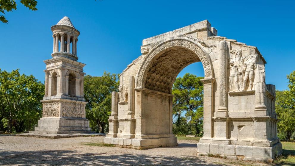 Ancient city of Glanum: the triumphal arch and mausoleum.