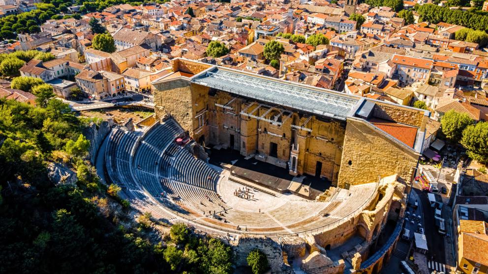 Aerial view of Orange's ancient theater, source: shutterstock