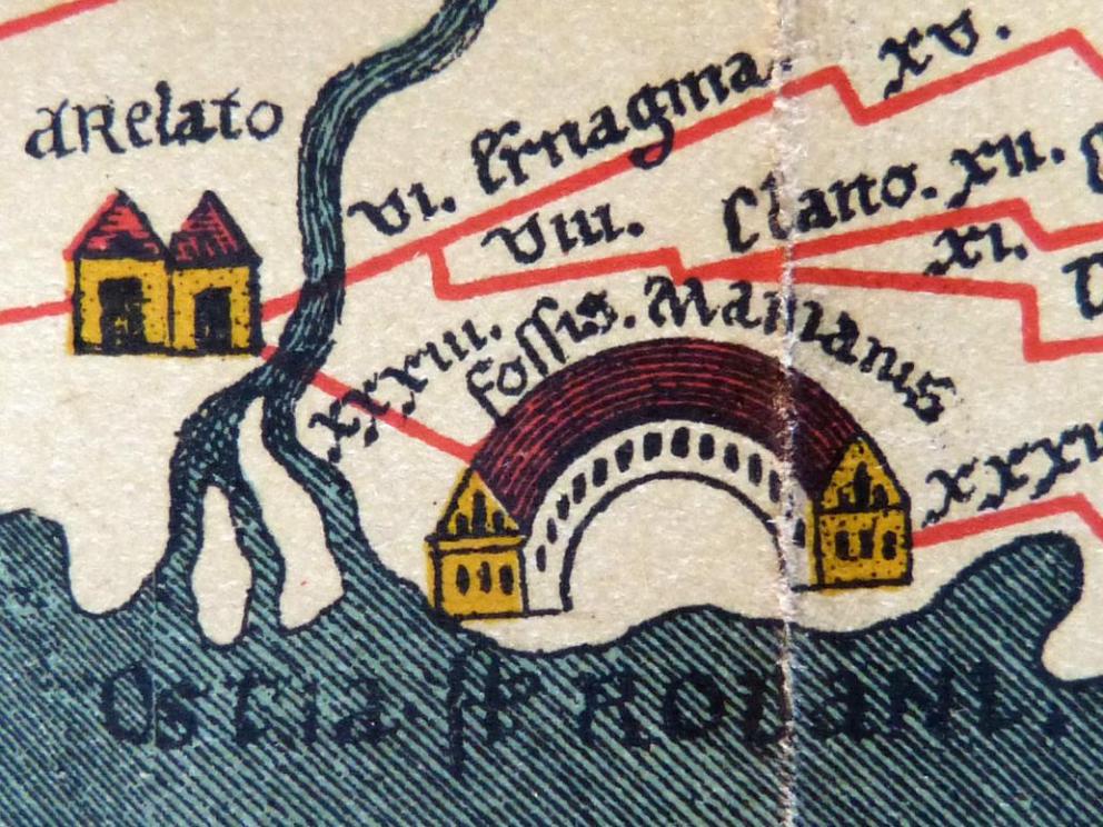 Port de Fos et delta du Rhône sur la table de Peutinger (facsimilé K. Miller 1887).